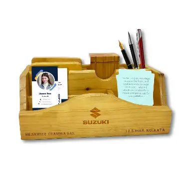 Engraved wooden penstand for office use