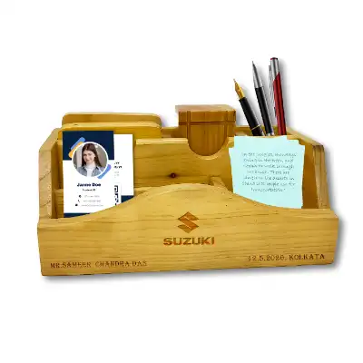 Engraved wooden penstand for office use