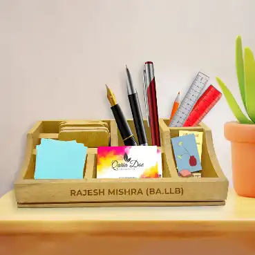 CO2 Engraved wooden penstand for corporate gifting