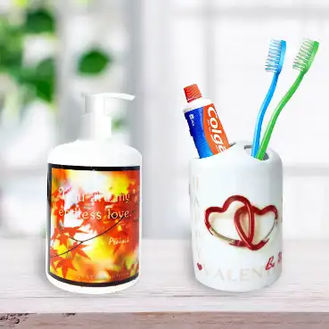 Custom Soap Dispenser and Toothbrush Holder Set