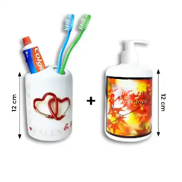 Custom Soap Dispenser and Toothbrush Holder Set