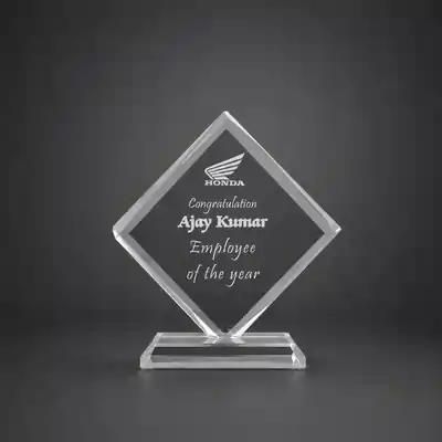 Premium Crystal Plaque for Corporate Events ( 14cm X 13cm)