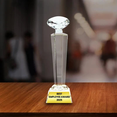 Crystal Trophy With Sublimation Metal Print