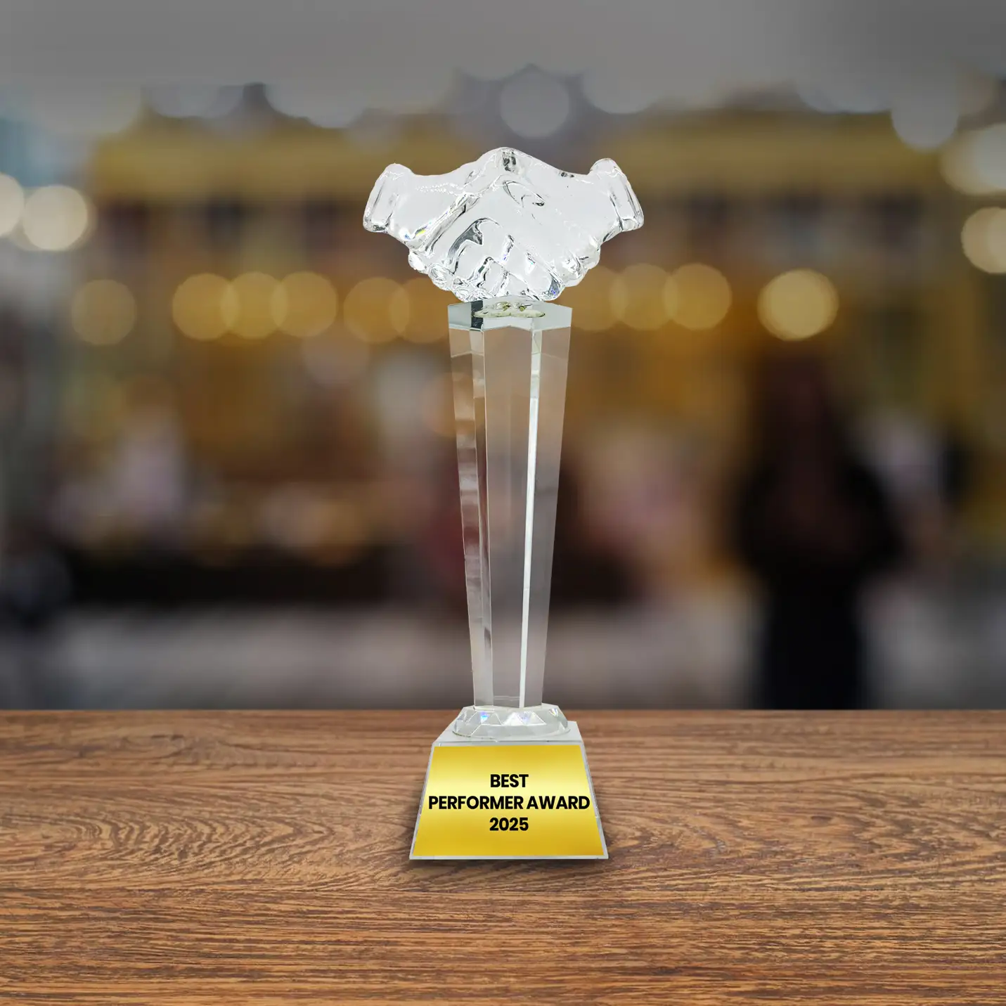 Personalised Crystal Trophy With Sublimation Metal Print