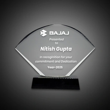 Personalised 3D Crystal Award with Sandblasted Detailing