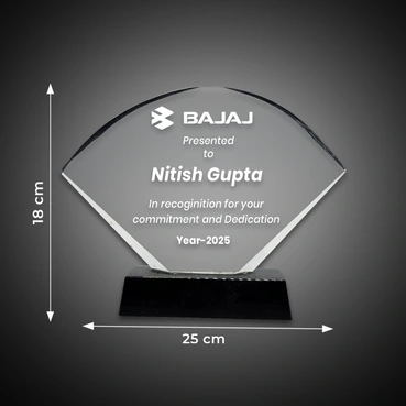 Personalised 3D Crystal Award with Sandblasted Detailing