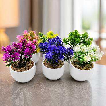 Artificial Mini Potted Flower Plants for Home &amp; Office Décor
