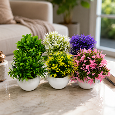 rtificial Green Plant in White Ceramic Pot for Home &amp; Office Decor