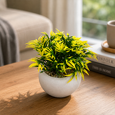 rtificial Green Plant in White Ceramic Pot for Home &amp; Office Decor