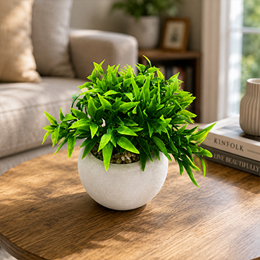 rtificial Green Plant in White Ceramic Pot for Home &amp; Office Decor