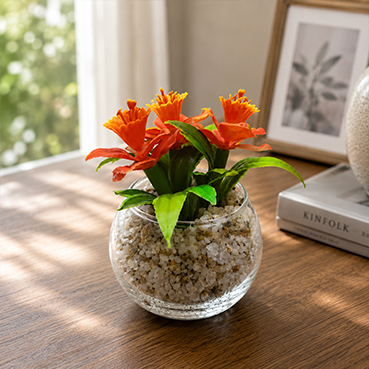 Artificial Colorful Flower Plant in Glass Pot for Home &amp; Office Decor