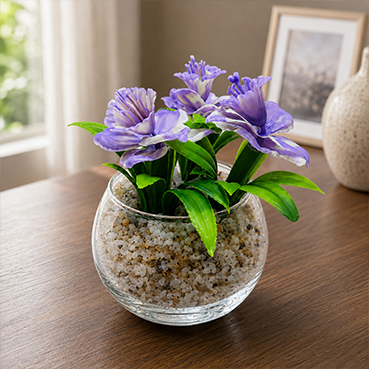 Artificial Colorful Flower Plant in Glass Pot for Home &amp; Office Decor