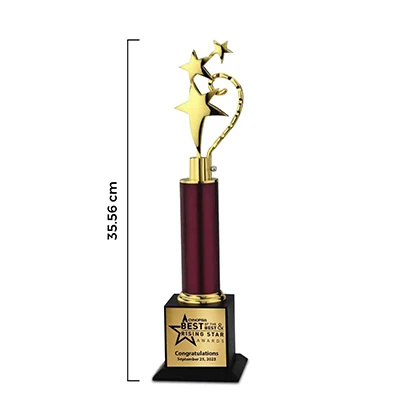 Customized Golden 3 Star Trophy