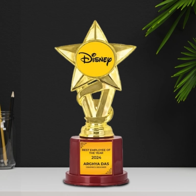 Elegant Personalised Corporate Golden Star Trophy