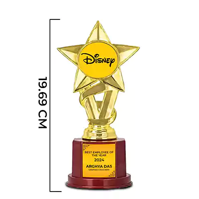 Personalised Corporate Golden Star Trophy ( Size: 19.6 cm)