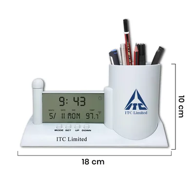 Executive Desk Digital Clock with Pen Holder