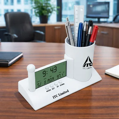 Desk Digital Clock with Pen Holder