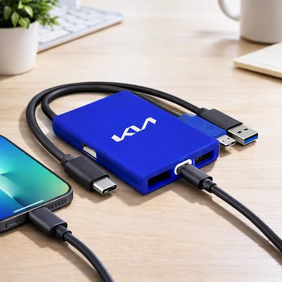 Personalised USB Hub Detachable Cable (iOS, Micro, Type C).size