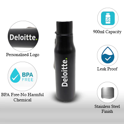 Customized Black Stainless Steel Bottle 1000 ml