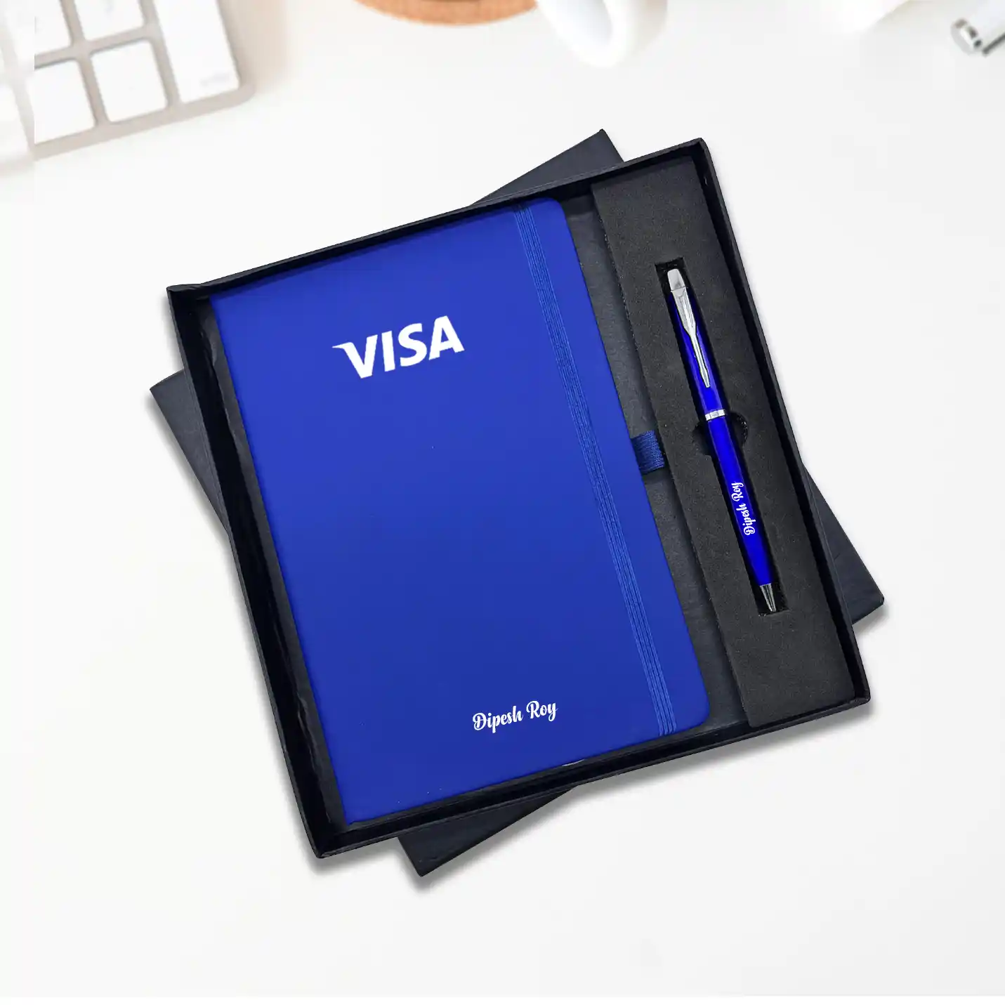 Trendy 2 in 1 Customised Blue Pen & Diary Gift set