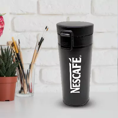 Elegant Personalised Black Stainless Steel Mug Tumbler ( Size: 400 ml)
