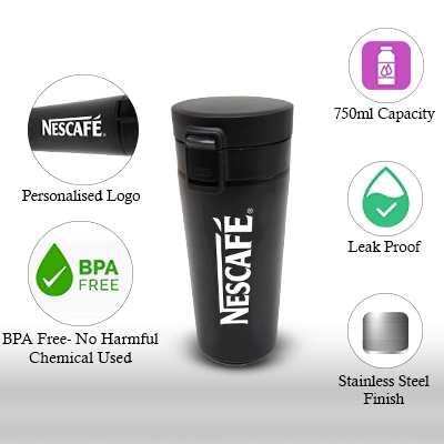 Elegant Personalised Black Stainless Steel Mug Tumbler ( Size: 400 ml)