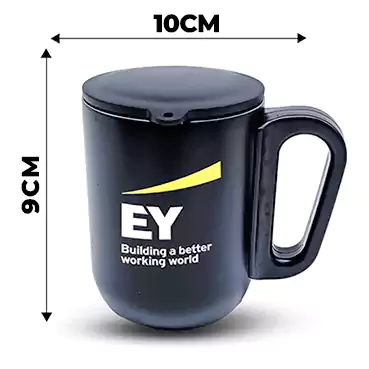 Black Customized Coffee Mug With Lid ( Size: 240 ml)