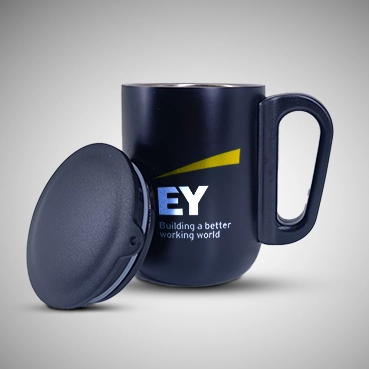 Black Customized Coffee Mug With Lid ( Size: 240 ml)
