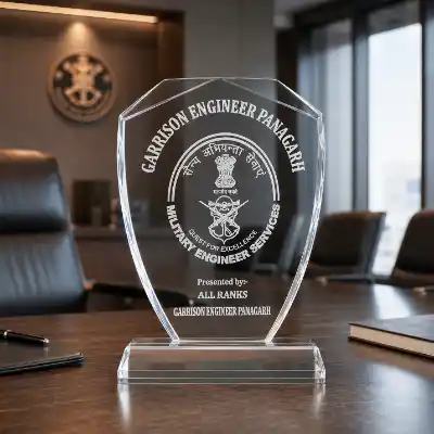 Customized Handcrafted Crystal Trophy - 9.75 inches