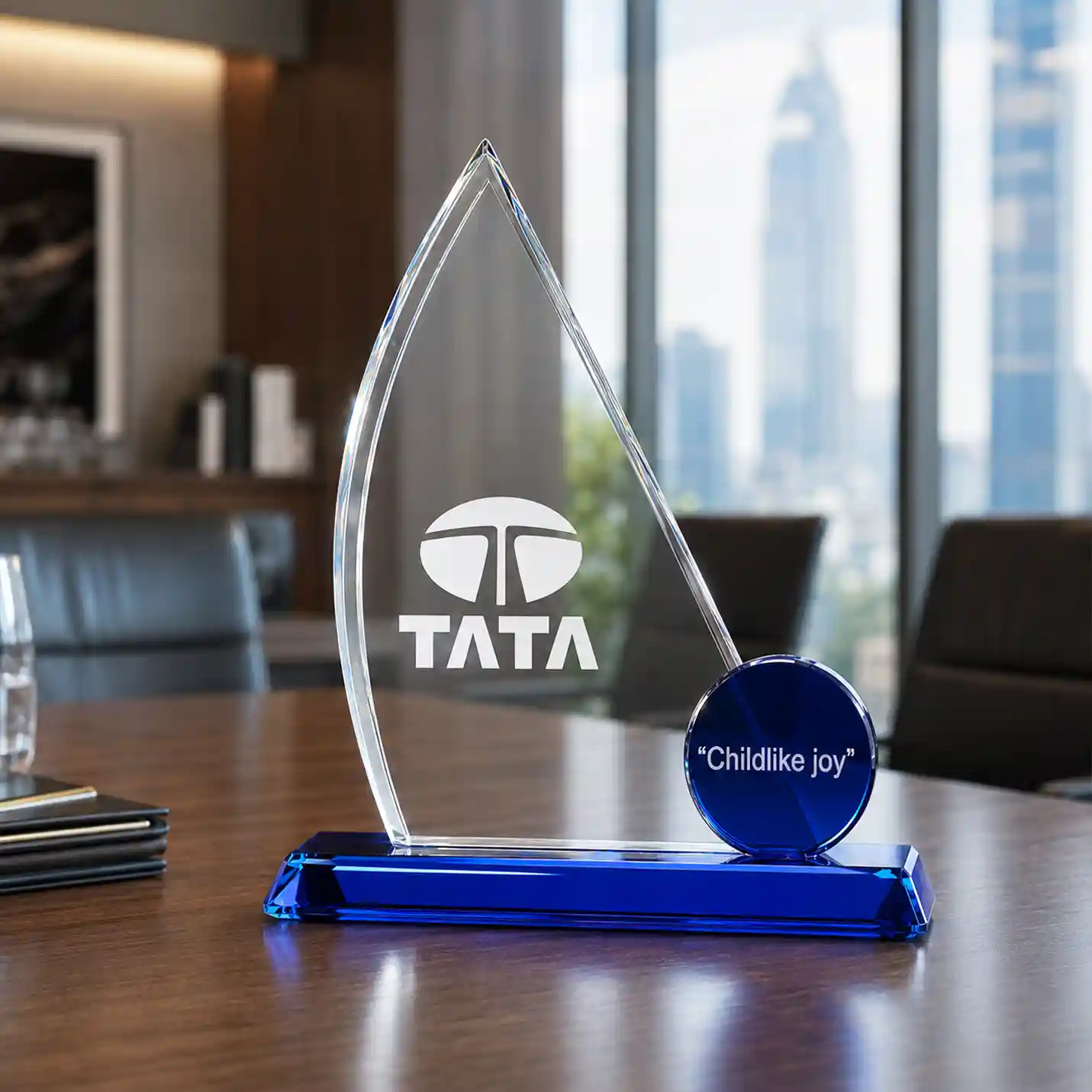 Personalized Handmade Unique Shaped Crystal Trophy - 8.75 inches