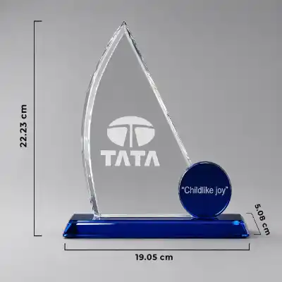 Personalized Handmade Unique Shaped Crystal Trophy - 8.75 inches