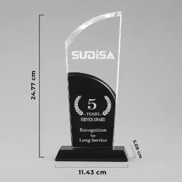 Custom made Handmade Crystal Trophy - 9.75 inches