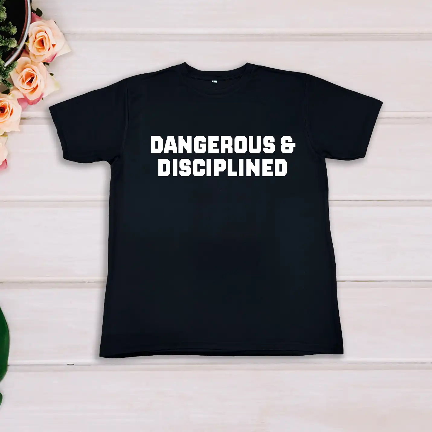 Urban Casual Black Round Neck T-shirts