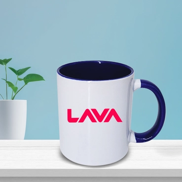 Personalised White & Navy Blue Sublimatable Mug ( Size: 12 OZ)