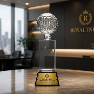 Premium Crystal Trophy with Custom Engraved Nameplate