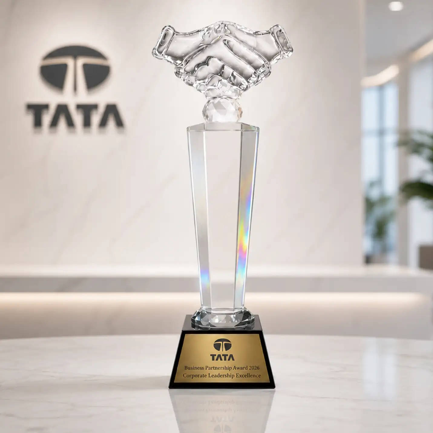 Crystal Handshake Leadership Trophy