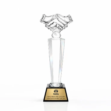 custom made Crystal Handshake Leadership Trophy