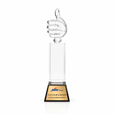 Customized Premium Crystal Thumbs Up Trophy