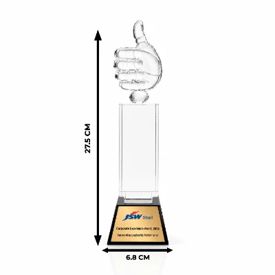 Customized Premium Crystal Thumbs Up Trophy