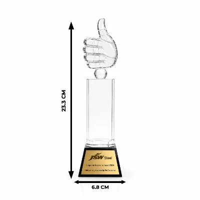 Premium Crystal Hand Gesture Trophy