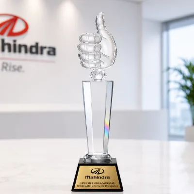 Personalised Crystal Thumbs-Up Trophy