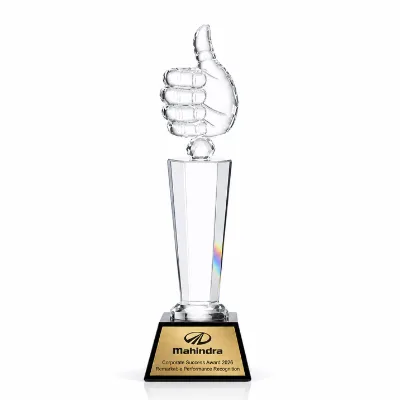 Personalised Crystal Thumbs-Up Trophy