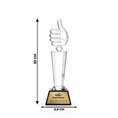 Personalised Crystal Thumbs-Up Trophy
