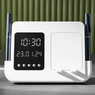 Personalised Digital Clock with Mobile Stand &amp; Pen Holder
