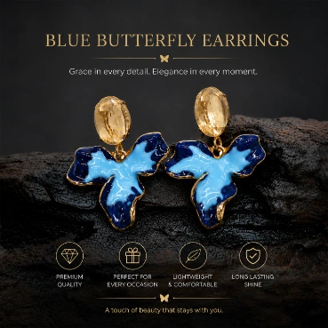 Trendy Ocean Bloom Blue Floral Earrings