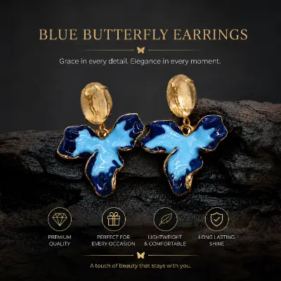 Trendy Ocean Bloom Blue Floral Earrings