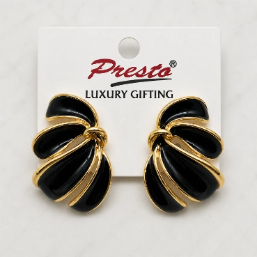 Exquisite Black &amp; Gold Twisted Fashion Earrings for women