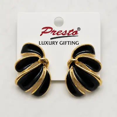 Exquisite Black & Gold Twisted Fashion Earrings for women