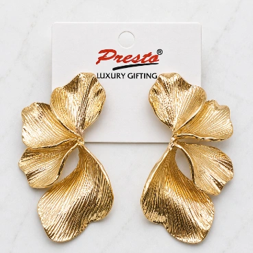 Textured Gold-Tone Floral Petal Earrings