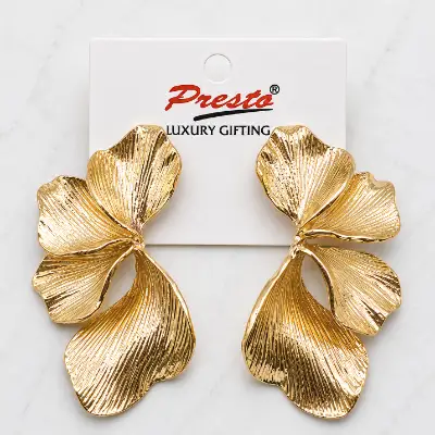 Textured Gold-Tone Floral Petal Earrings